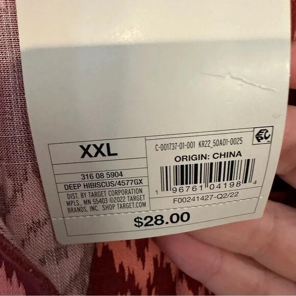 Knox Rose women’s Dark red and pink Button up Long Sleeve Blouse plus size - Picture 4 of 9